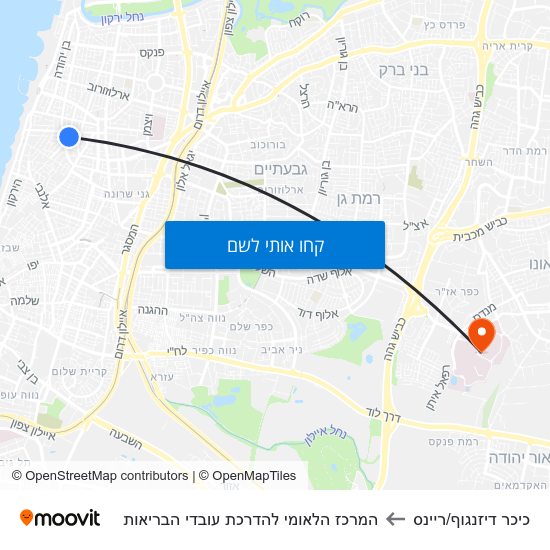 מפת כיכר דיזנגוף/ריינס להמרכז הלאומי להדרכת עובדי הבריאות