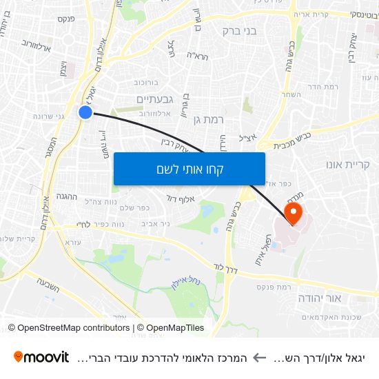 מפת יגאל אלון/דרך השלום להמרכז הלאומי להדרכת עובדי הבריאות