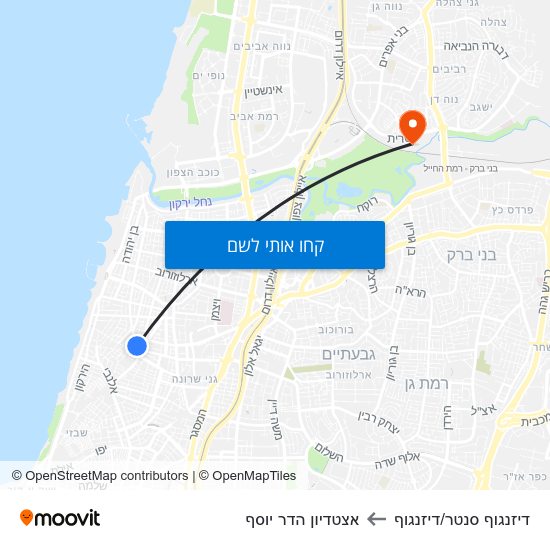 מפת דיזנגוף סנטר/דיזנגוף לאצטדיון הדר יוסף