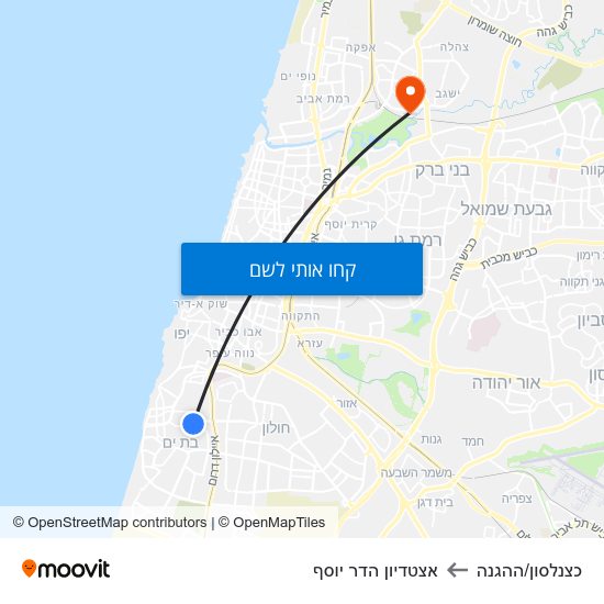 מפת כצנלסון/ההגנה לאצטדיון הדר יוסף