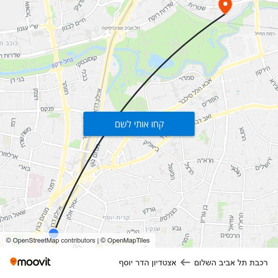 מפת רכבת תל אביב השלום לאצטדיון הדר יוסף