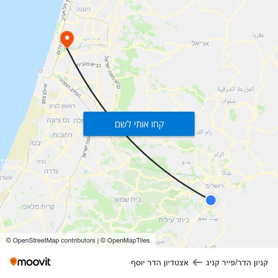 מפת קניון הדר/פייר קניג לאצטדיון הדר יוסף