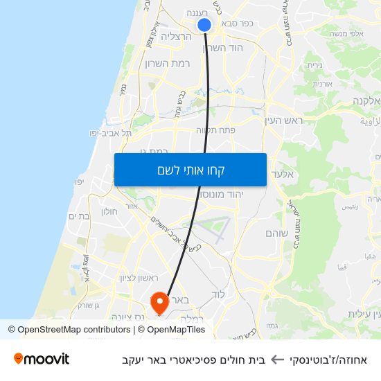 מפת אחוזה/ז'בוטינסקי לבית חולים פסיכיאטרי באר יעקב