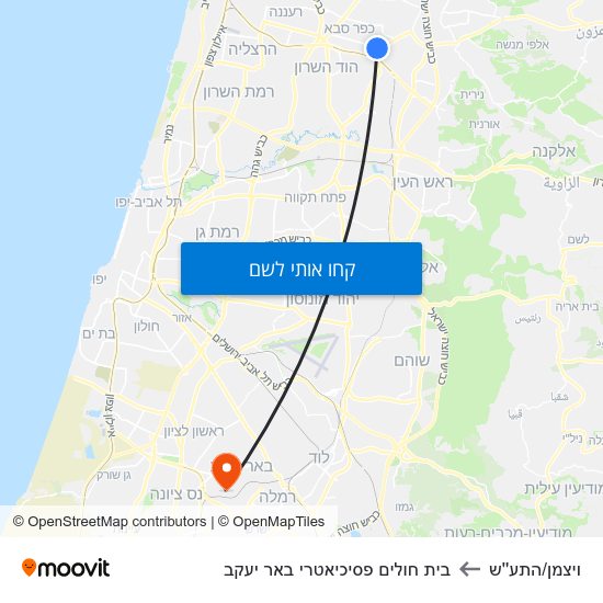 מפת ויצמן/התע''ש לבית חולים פסיכיאטרי באר יעקב