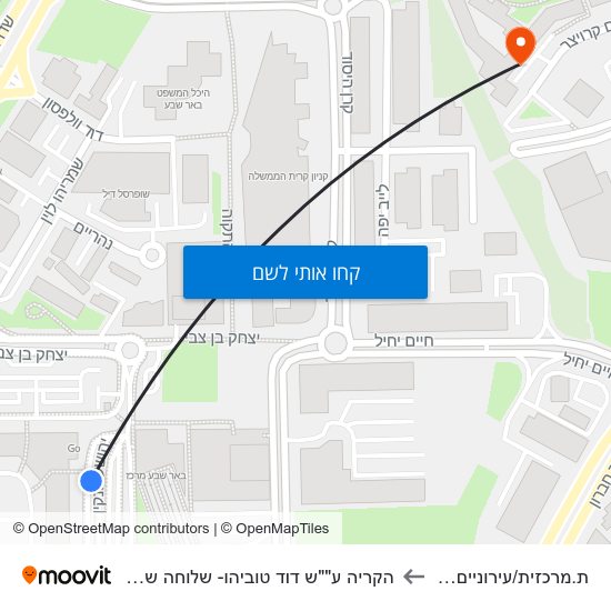 מפת ת.מרכזית/עירוניים לדרום להקריה ע""ש דוד טוביהו- שלוחה של בן גוריון