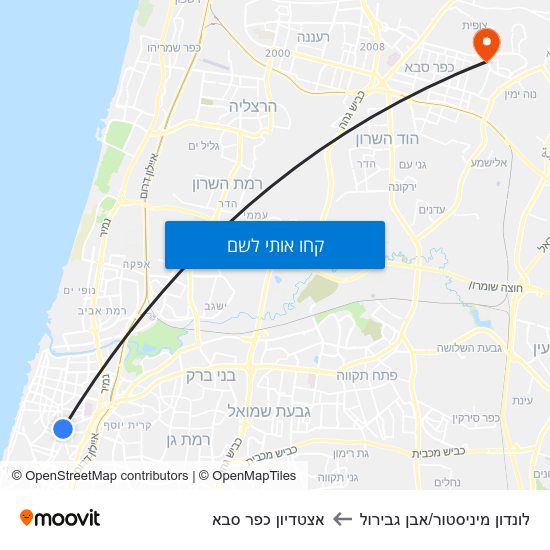 מפת לונדון מיניסטור/אבן גבירול לאצטדיון כפר סבא