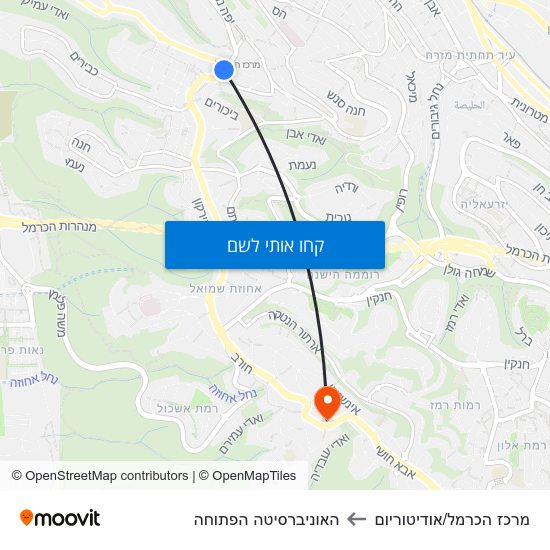 מפת מרכז הכרמל/אודיטוריום להאוניברסיטה הפתוחה