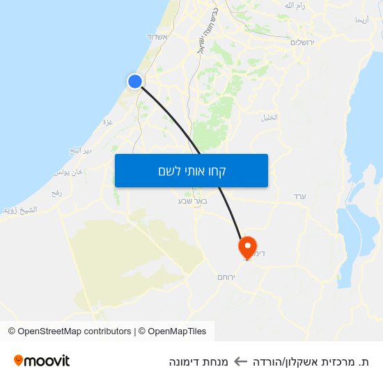 מפת ת. מרכזית אשקלון/הורדה למנחת דימונה