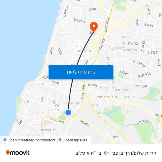 מפת קריית שלום/דרך בן צבי לבי""ח איכילוב