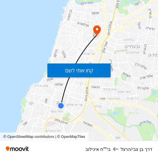 מפת דרך בן צבי/הרצל לבי""ח איכילוב