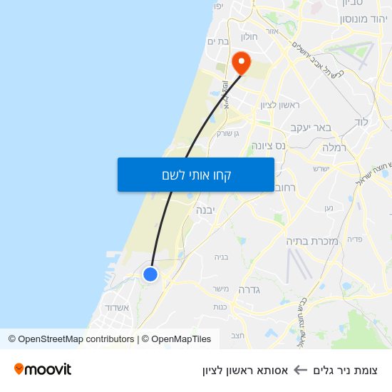 מפת צומת ניר גלים לאסותא ראשון לציון