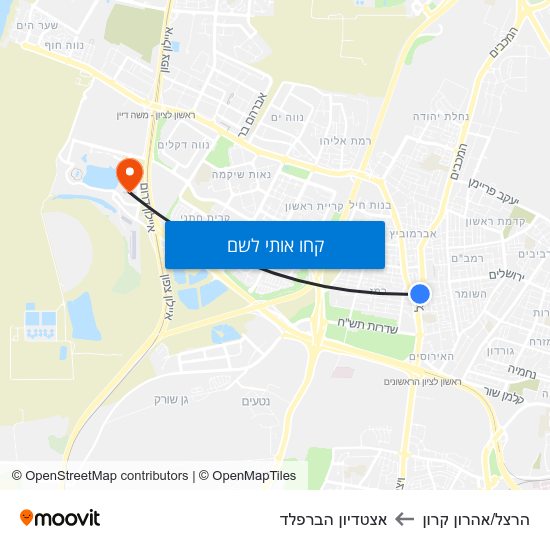 מפת הרצל/אהרון קרון לאצטדיון הברפלד