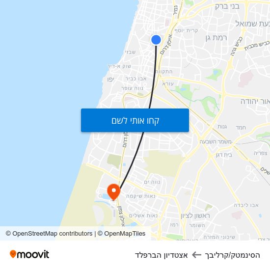 מפת הסינמטק/קרליבך לאצטדיון הברפלד