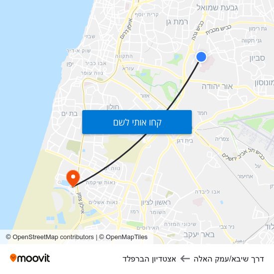 מפת דרך שיבא/עמק האלה לאצטדיון הברפלד