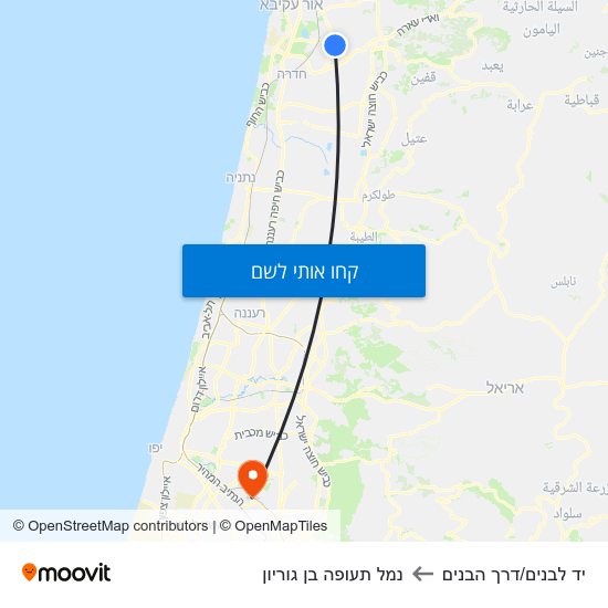 מפת יד לבנים/דרך הבנים לנמל תעופה בן גוריון