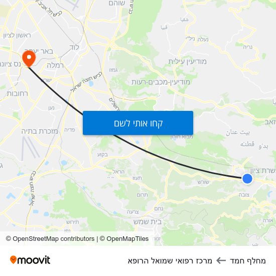 מפת מחלף חמד למרכז רפואי שמואל הרופא