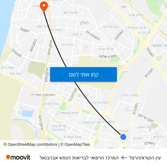 מפת עין הקורא/הרצל להמרכז הרפואי לבריאות הנפש אברבנאל