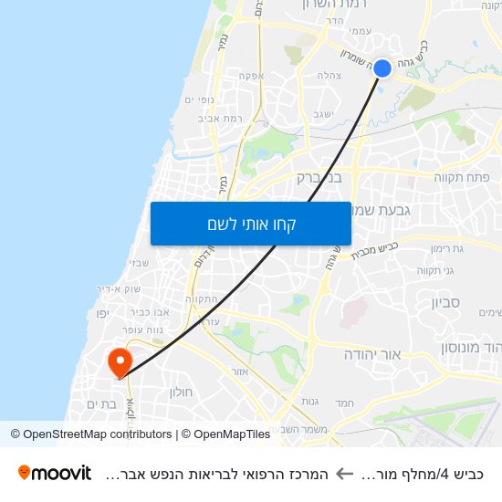 מפת כביש 4/מחלף מורשה להמרכז הרפואי לבריאות הנפש אברבנאל