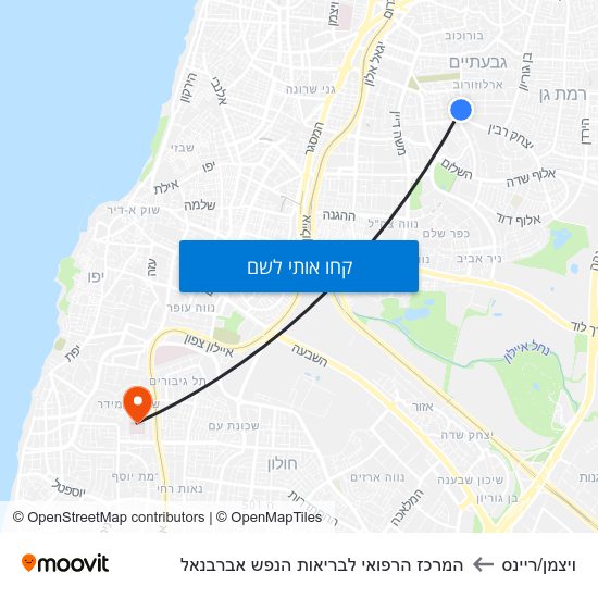 מפת ויצמן/ריינס להמרכז הרפואי לבריאות הנפש אברבנאל