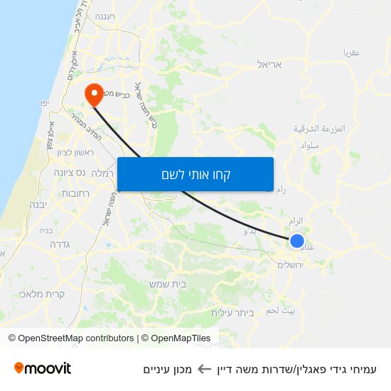 מפת עמיחי גידי פאגלין/שדרות משה דיין למכון עיניים