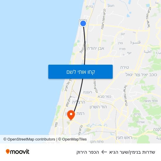 מפת שדרות בנימין/שער הגיא להכפר הירוק