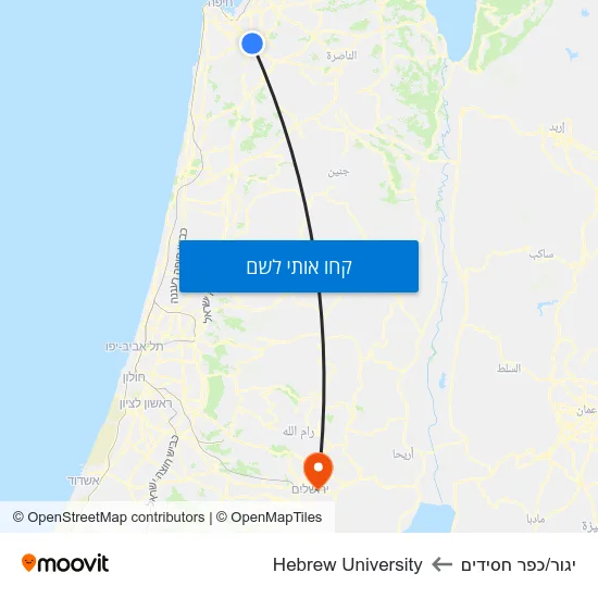 מפת יגור/כפר חסידים לHebrew University