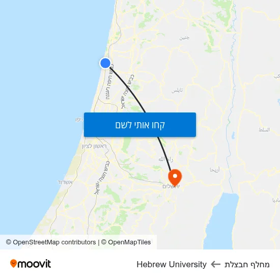 מפת מחלף חבצלת לHebrew University