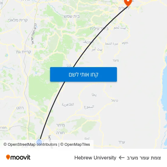 מפת צומת עומר מערב לHebrew University