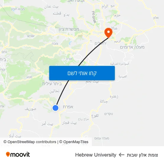 מפת צומת אלון שבות לHebrew University