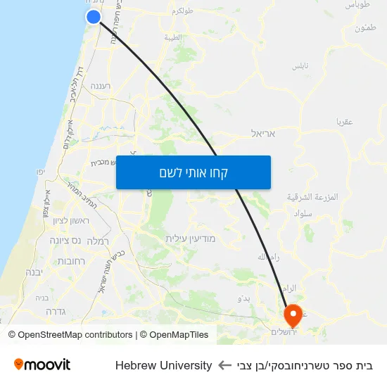 מפת בית ספר טשרניחובסקי/בן צבי לHebrew University