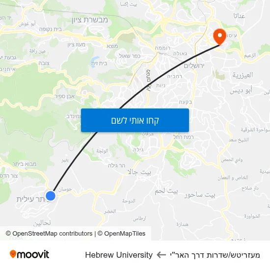 מפת מעזריטש/שדרות דרך האר''י לHebrew University