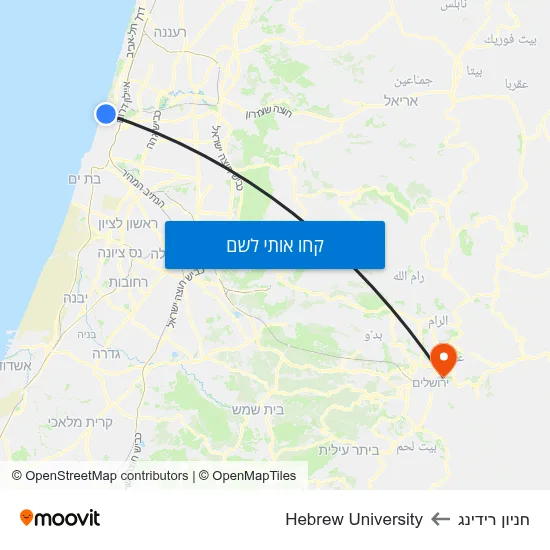 מפת חניון רידינג לHebrew University