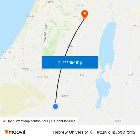 מפת מרכז טניס/עמוס הנביא לHebrew University