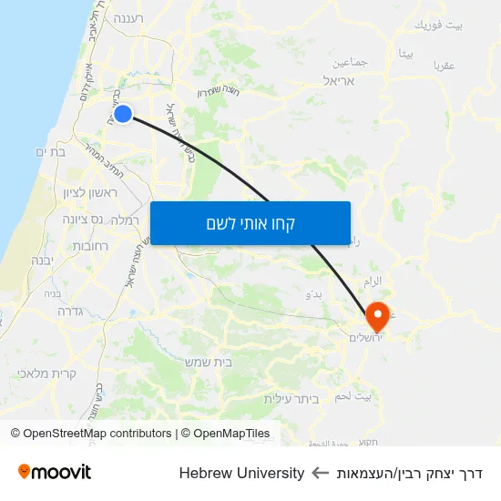 מפת דרך יצחק רבין/העצמאות לHebrew University