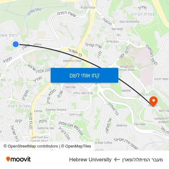 מפת מעבר המיתלה/פארן לHebrew University