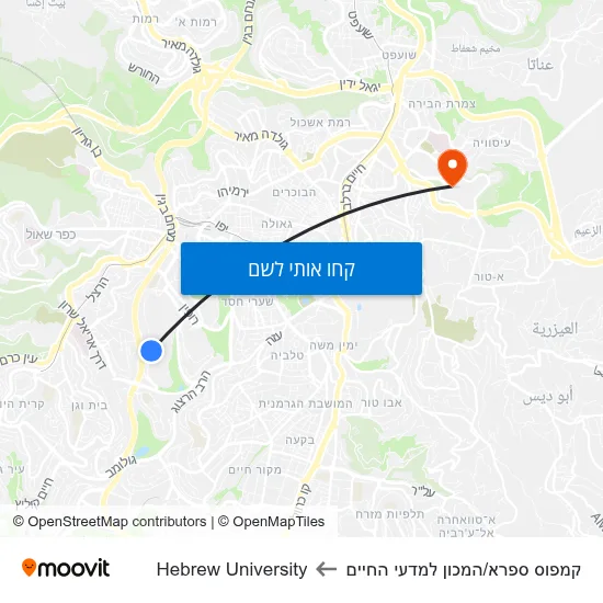 מפת קמפוס ספרא/המכון למדעי החיים לHebrew University
