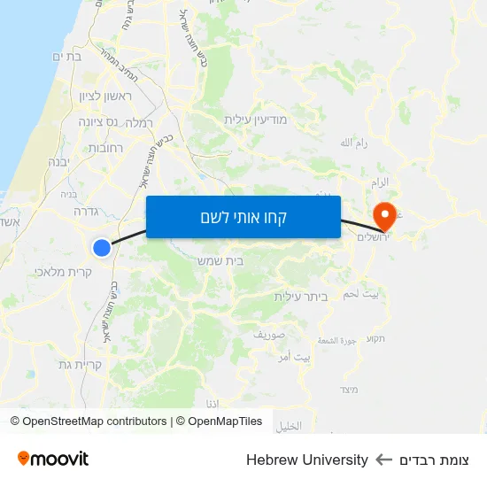 מפת צומת רבדים לHebrew University