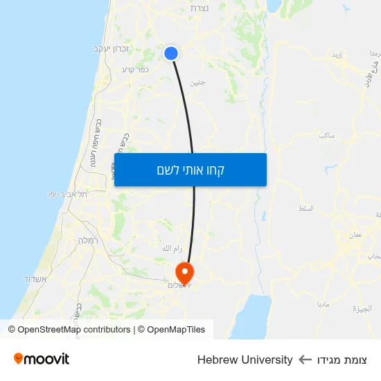 מפת צומת מגידו לHebrew University