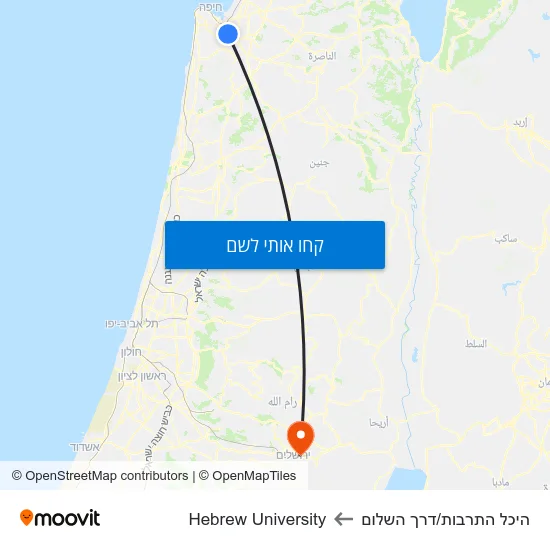 מפת היכל התרבות/דרך השלום לHebrew University