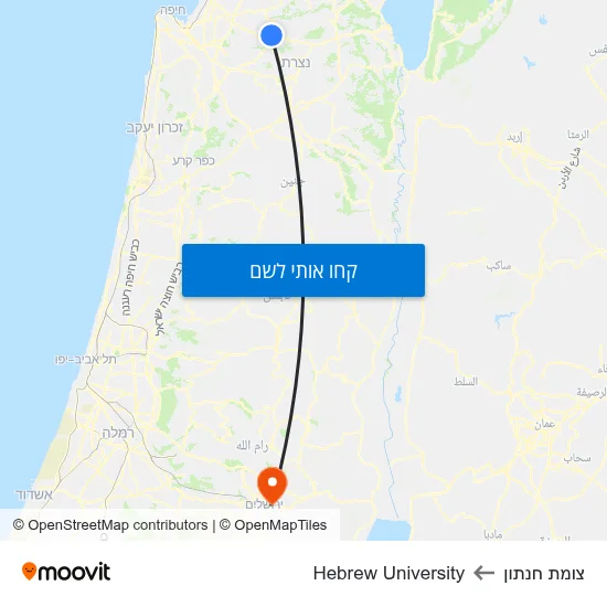 מפת צומת חנתון לHebrew University