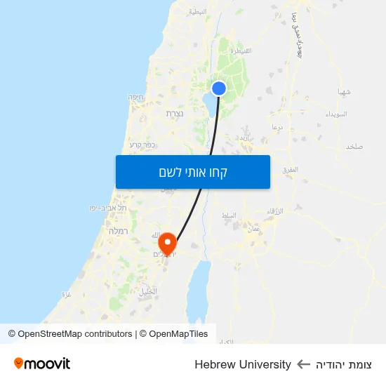 מפת צומת יהודיה לHebrew University
