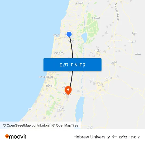 מפת צומת יובלים לHebrew University