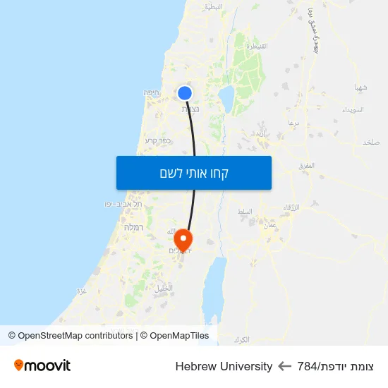 מפת צומת יודפת/784 לHebrew University