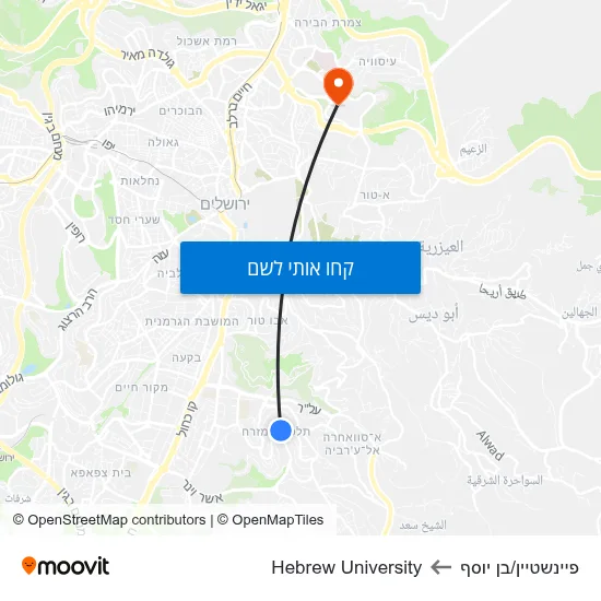 מפת פיינשטיין/בן יוסף לHebrew University