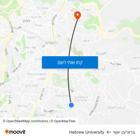 מפת ברזני/בן יוסף לHebrew University
