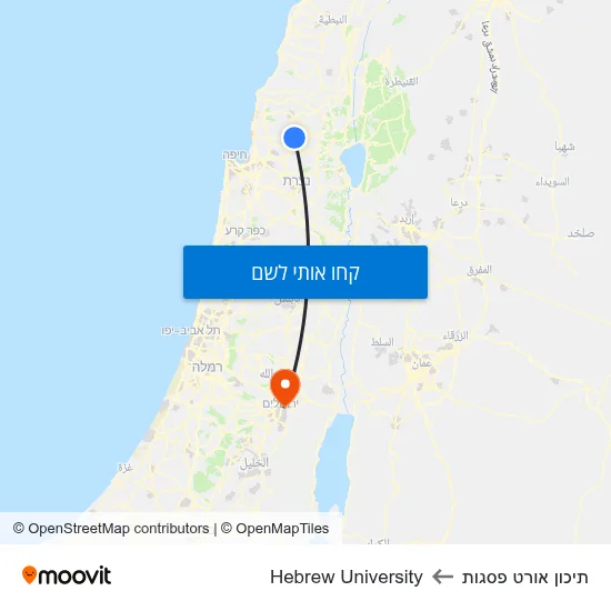 מפת תיכון אורט פסגות לHebrew University