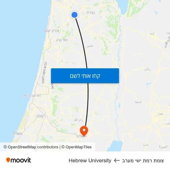 מפת צומת רמת ישי מערב לHebrew University