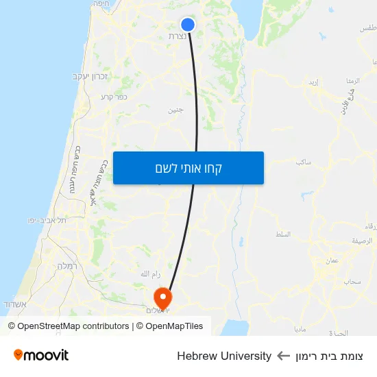 מפת צומת בית רימון לHebrew University