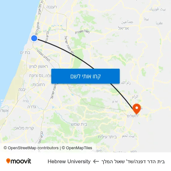 מפת בית הדר דפנה/שד' שאול המלך לHebrew University