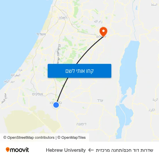 מפת שדרות דוד חכם/תחנה מרכזית לHebrew University